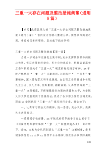 三重一大存在问题及整改措施集聚（通用5篇）