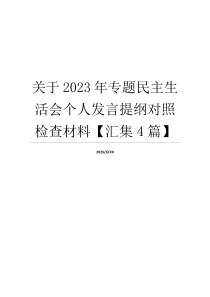 关于2023年专题民主生活会个人发言提纲对照检查材料【汇集4篇】