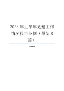 2023年上半年党建工作情况报告范例（最新8篇）