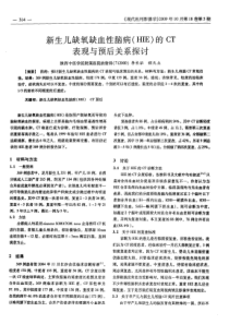 新生儿缺氧缺血性脑病（HIE）的CT表现与预后关系探讨