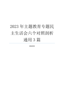 2023年主题教育专题民主生活会六个对照剖析通用3篇