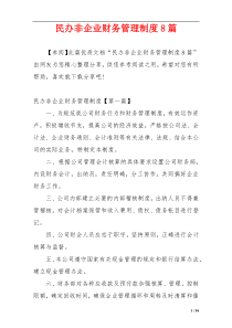 民办非企业财务管理制度8篇