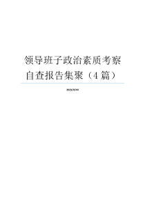 领导班子政治素质考察自查报告集聚（4篇）