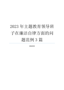 2023年主题教育领导班子在廉洁自律方面的问题范例3篇