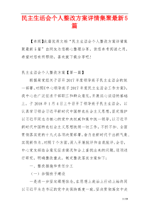 民主生活会个人整改方案详情集聚最新5篇