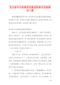 党支部书记抓基层党建述职报告范例通用5篇