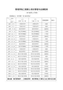 管理学院工程硕士工业工程专业（05级第1学期）课程表