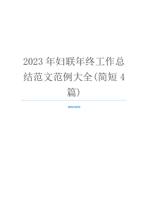 2023年妇联年终工作总结范文范例大全(简短4篇)