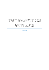 文秘工作总结范文2023年终范本多篇