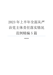 2023年上半年全面从严治党主体责任落实情况范例精编5篇