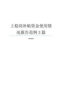 上稳岗补贴资金使用情况报告范例3篇