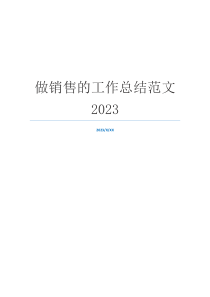 做销售的工作总结范文2023