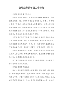 公司业务员年度工作计划