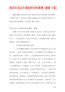 组织生活会支委剖析材料集聚（最新5篇）