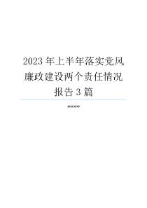 2023年上半年落实党风廉政建设两个责任情况报告3篇