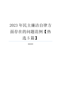 2023年民主廉洁自律方面存在的问题范例【热选5篇】