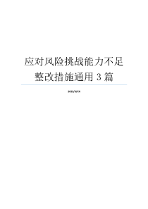 应对风险挑战能力不足整改措施通用3篇