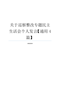 关于巡察整改专题民主生活会个人发言【通用4篇】