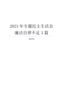 2023年专题民主生活会廉洁自律不足3篇