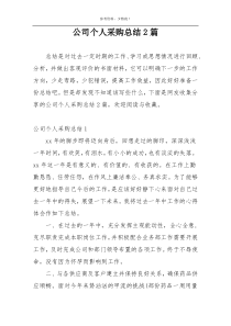 公司个人采购总结2篇