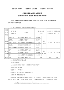 山推工程机械股份有限公司关于预计XXXX年度日常关联交易的