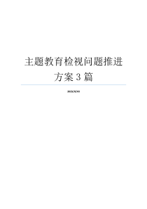 主题教育检视问题推进方案3篇