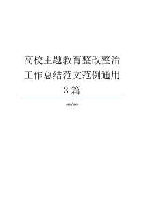 高校主题教育整改整治工作总结范文范例通用3篇