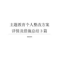 主题教育个人整改方案详情及措施总结3篇