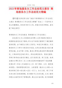 2023年商场服务办工作总结范文报告 商场服务办工作总结范文精编