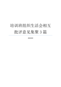 培训班组织生活会相互批评意见集聚3篇