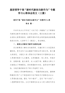 基层领导干部“新时代新担当新作为”专题学习心得体会范文（三篇）