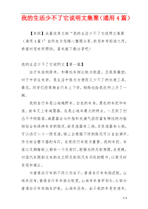 我的生活少不了它说明文集聚（通用4篇）