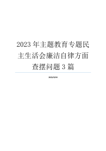 2023年主题教育专题民主生活会廉洁自律方面查摆问题3篇