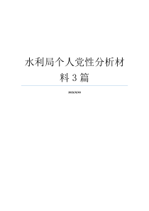 水利局个人党性分析材料3篇