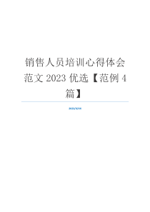 销售人员培训心得体会范文2023优选【范例4篇】