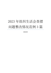 2023年组织生活会查摆问题整改情况范例3篇