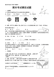 新北师大版八年级下册数学期末考试模拟试题-2