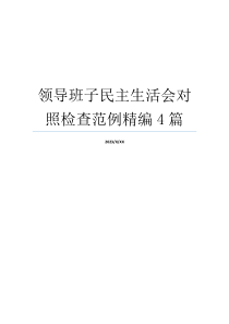 领导班子民主生活会对照检查范例精编4篇