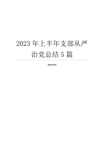 2023年上半年支部从严治党总结5篇