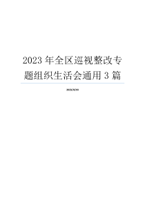 2023年全区巡视整改专题组织生活会通用3篇