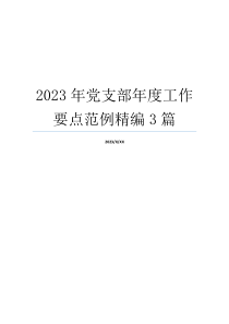 2023年党支部年度工作要点范例精编3篇