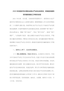 2023年党组织书记落实全面从严治党主体责任抓基层党建和党风廉政建设工作情况总结