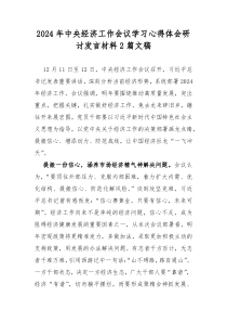 2024年中央经济工作会议学习心得体会研讨发言材料2篇文稿