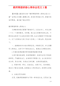 教师寒假研修心得体会范文3篇