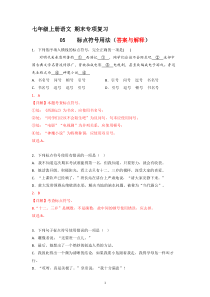 专题05  标点符号用法（答案与解释）2023-2024学年七年级语文上册期末专项复习（部编通用