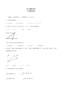 初中数学【7年级下】第二学期期中考试 含答案 (88)