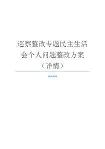 巡察整改专题民主生活会个人问题整改方案（详情）