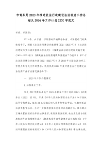 市商务局2023年推进依法行政建设法治政府工作总结及2024年工作计划2230字范文