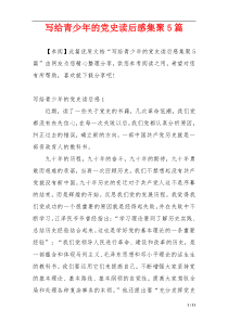 写给青少年的党史读后感集聚5篇