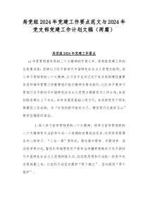 局党组2024年党建工作要点范文与2024年党支部党建工作计划文稿（两篇）